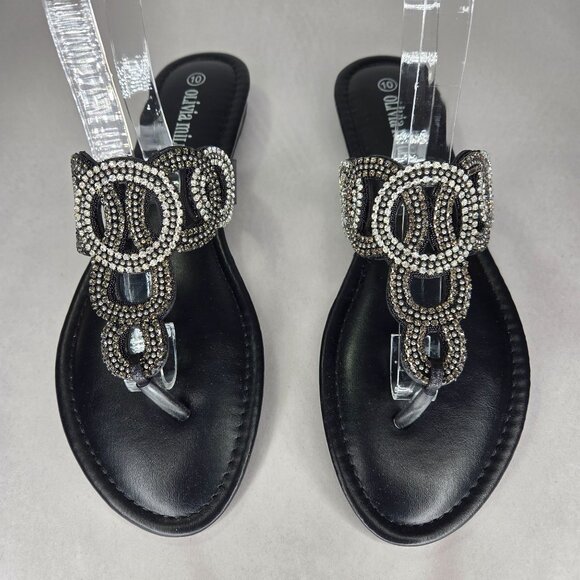 Olivia Miller Women's Sandals Black Rhinestone Memory Lane - Picture 1 of 7